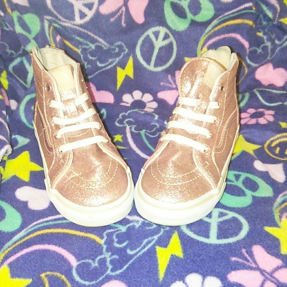 Glittery pink and cream vans